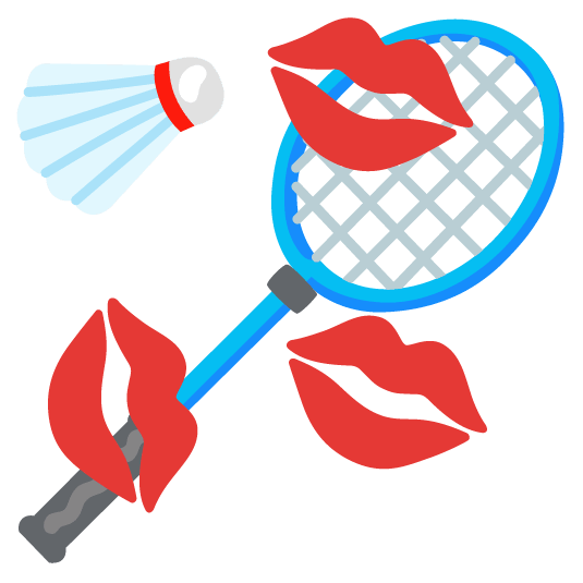 kiss badminton racquet and shuttlecock