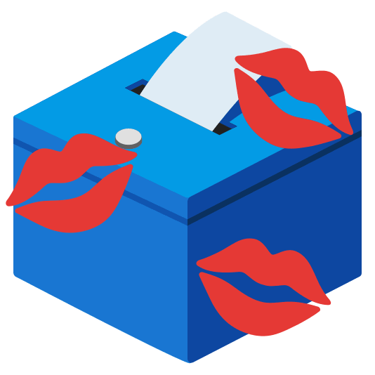 kiss ballot box with ballot