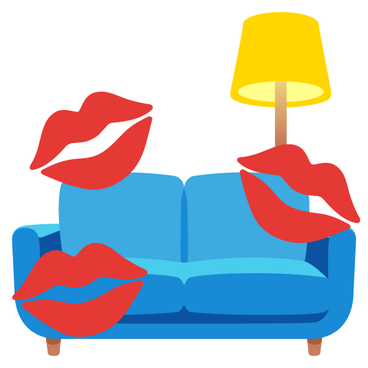 kiss couch and lamp