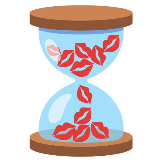 kiss hourglass flowing sand