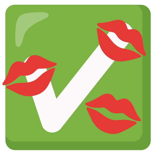 kiss white check mark