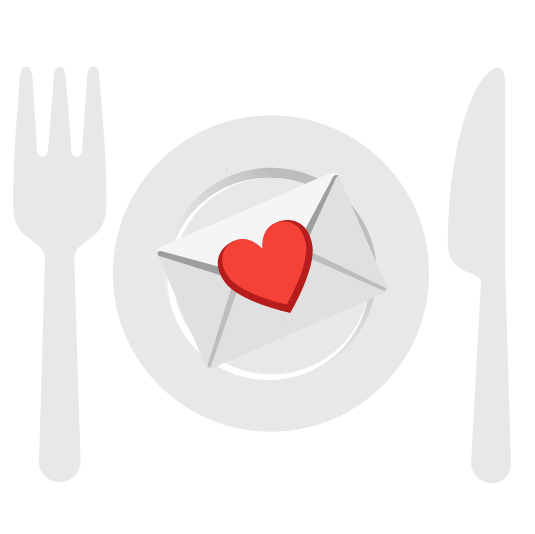 love letter knife fork plate