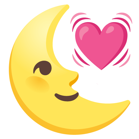 heartbeat last quarter moon with face