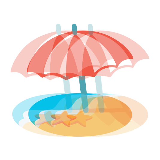 heartbeat beach with umbrella