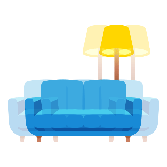 heartbeat couch and lamp