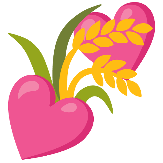 two hearts ear of rice