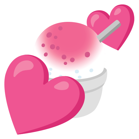 two hearts shaved ice
