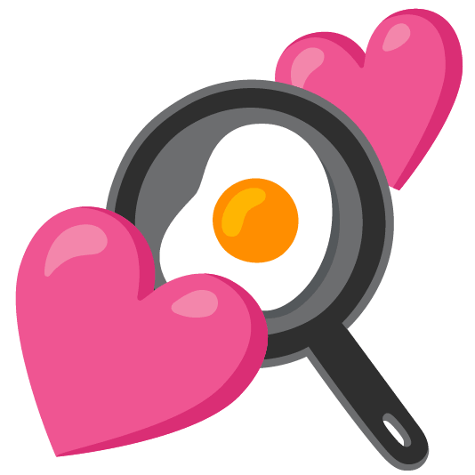 two hearts fried egg