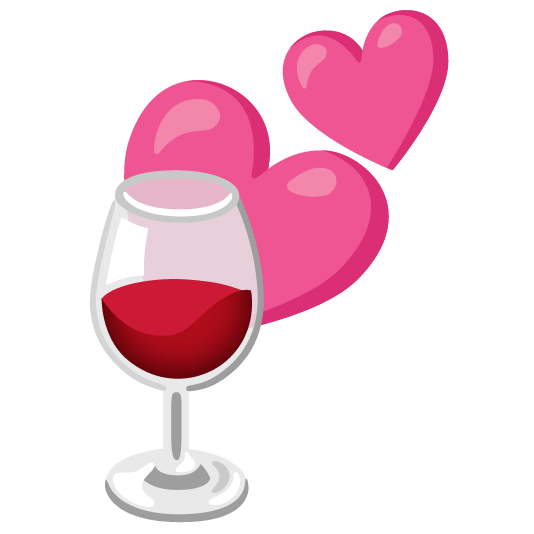 two hearts wine glass