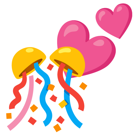 two hearts confetti ball