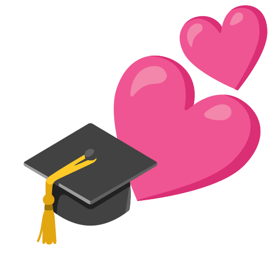 two hearts mortar board
