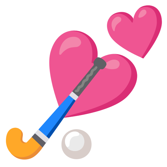 two hearts field hockey stick and ball