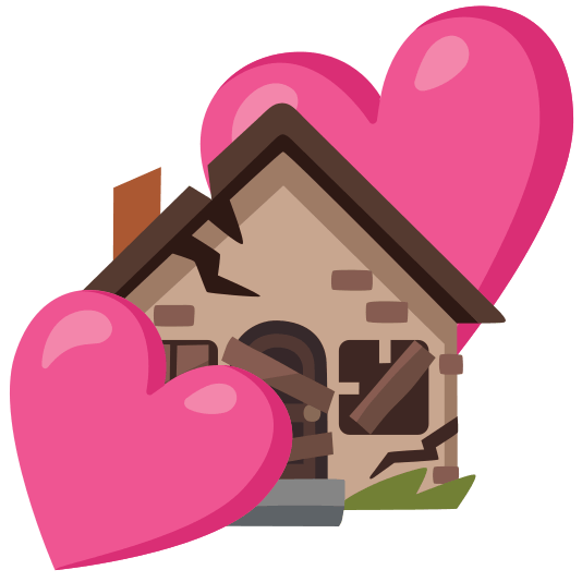 two hearts derelict house building