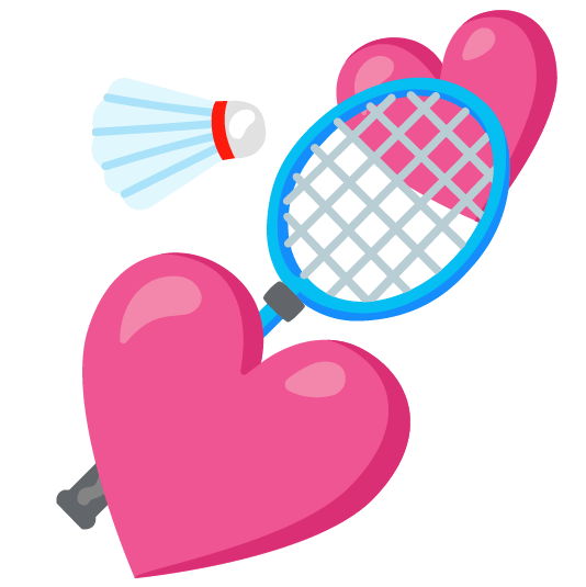 two hearts badminton racquet and shuttlecock