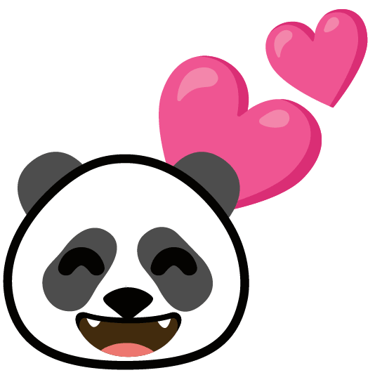 two hearts panda face
