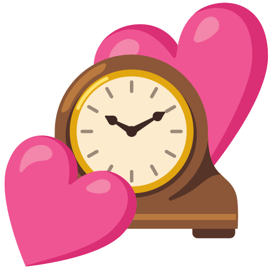 two hearts mantelpiece clock