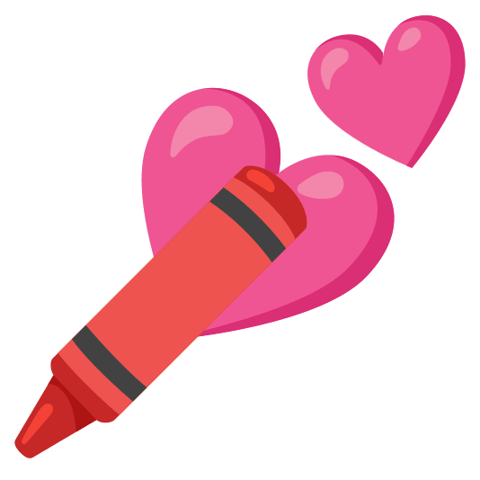 two hearts lower left crayon
