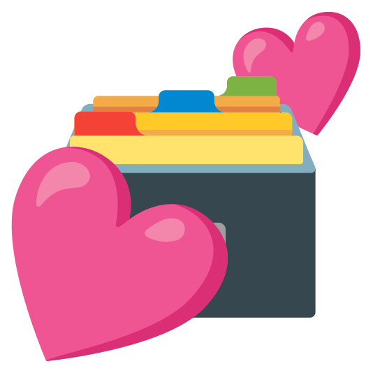 two hearts card file box