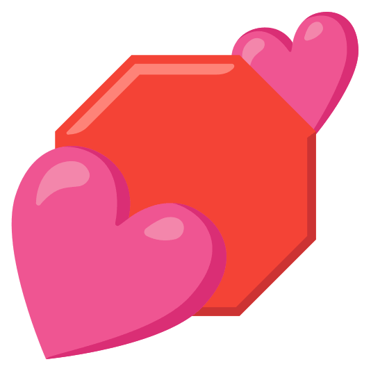 two hearts octagonal sign