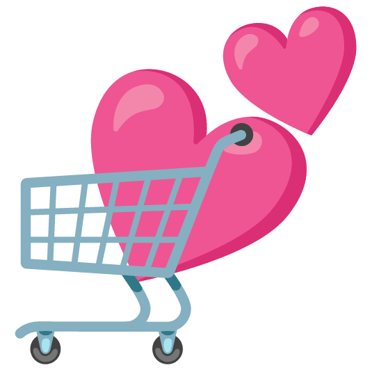 two hearts shopping trolley