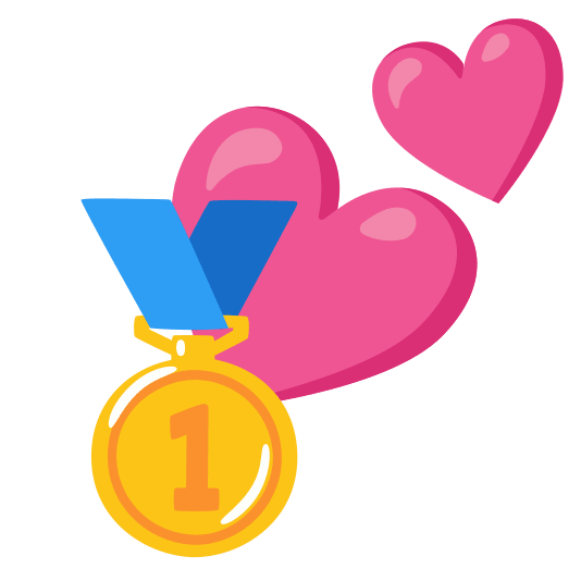 two hearts first place medal
