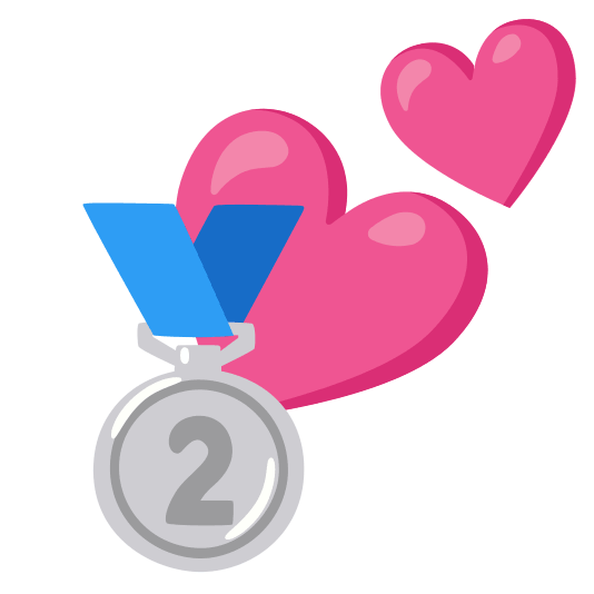 two hearts second place medal