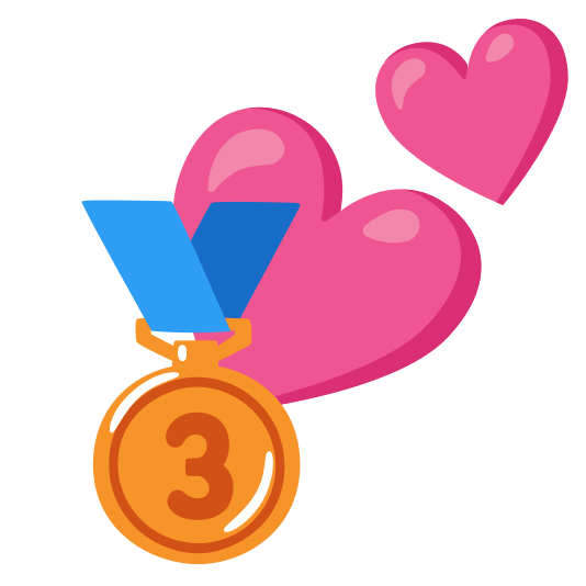 two hearts third place medal