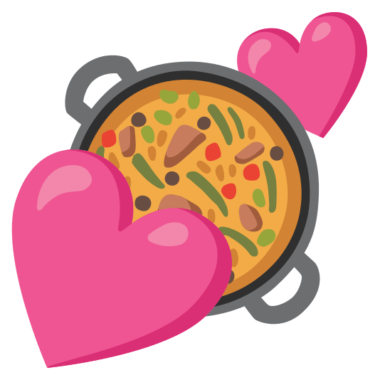 two hearts shallow pan of food