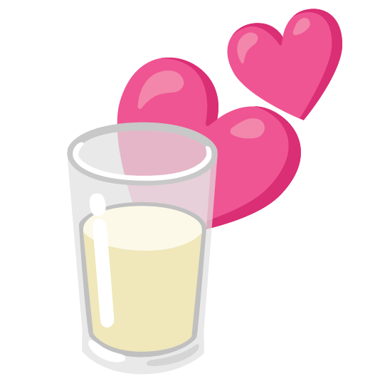 two hearts glass of milk