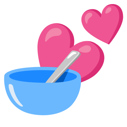two hearts bowl with spoon