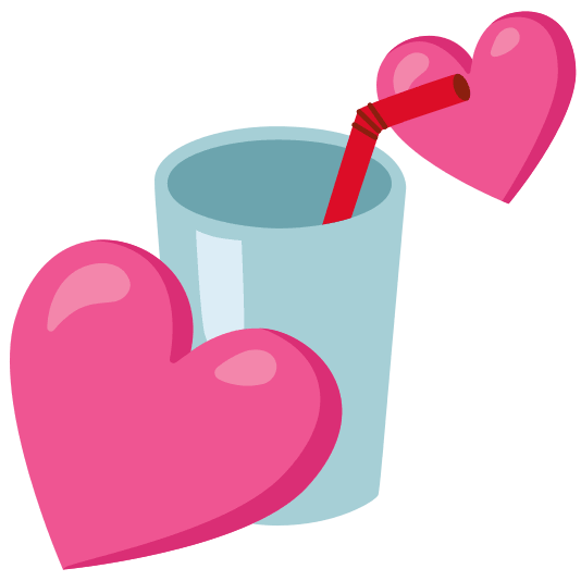 two hearts cup with straw