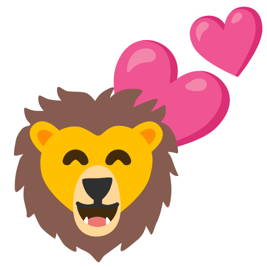 two hearts lion face