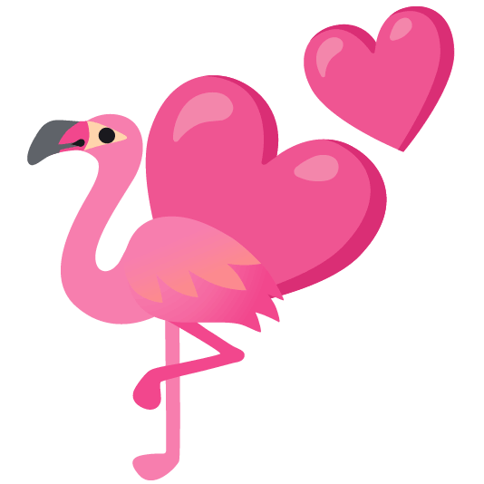 two hearts flamingo