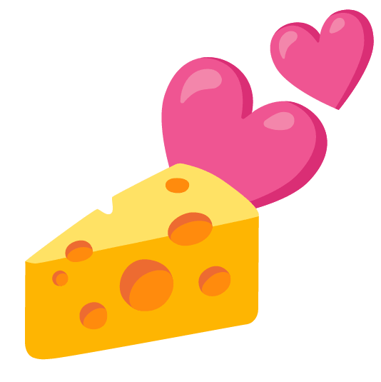 two hearts cheese wedge
