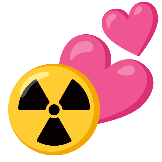 two hearts radioactive sign