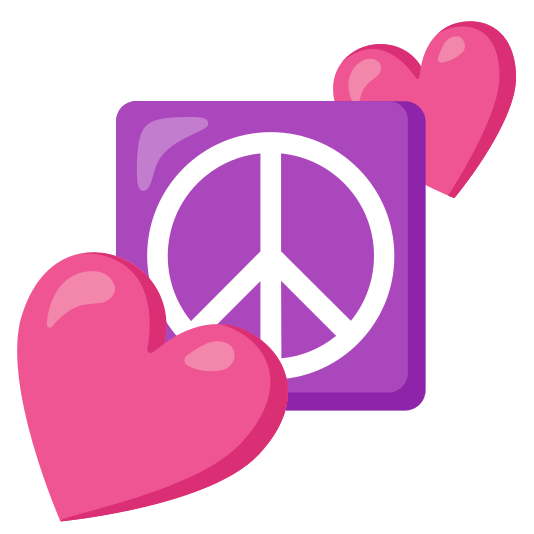 two hearts peace symbol