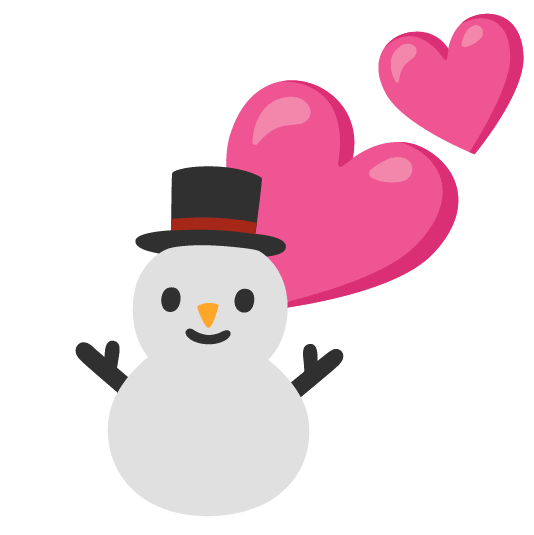 two hearts snowman without snow