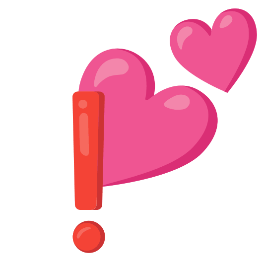 two hearts exclamation