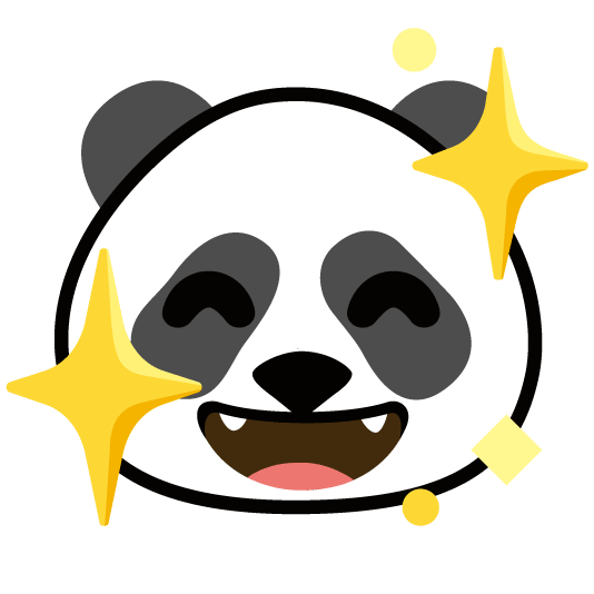 sparkling heart panda face