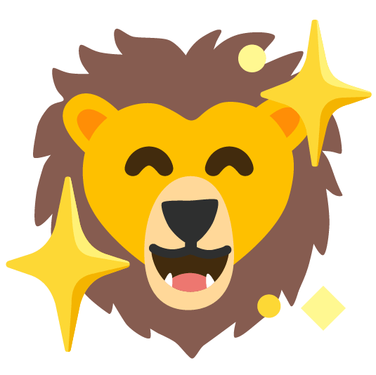 sparkling heart lion face