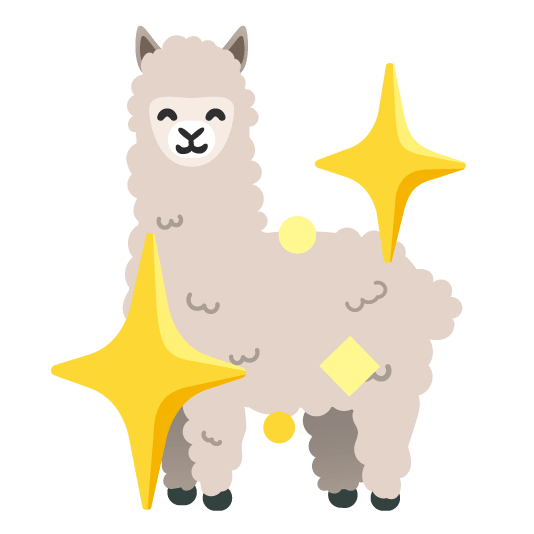 sparkling heart llama