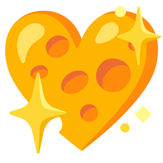 sparkling heart cheese wedge