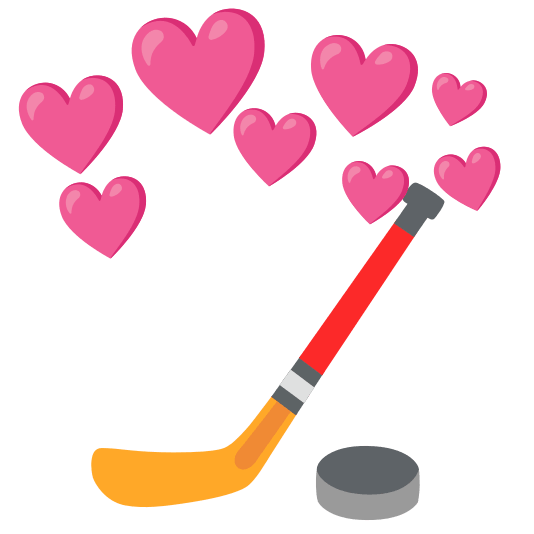 cupid ice hockey stick and puck