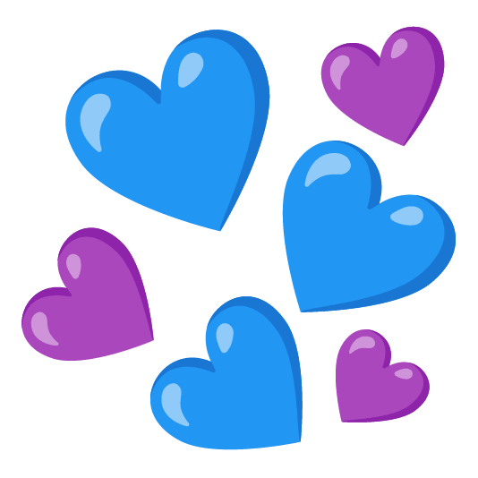 blue heart purple heart