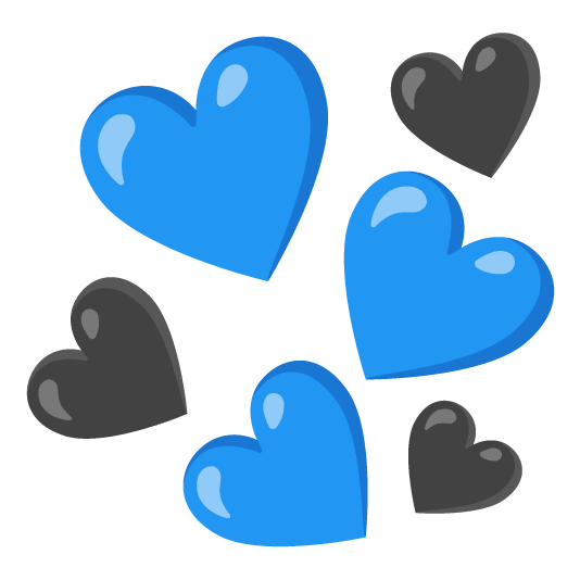 blue heart black heart