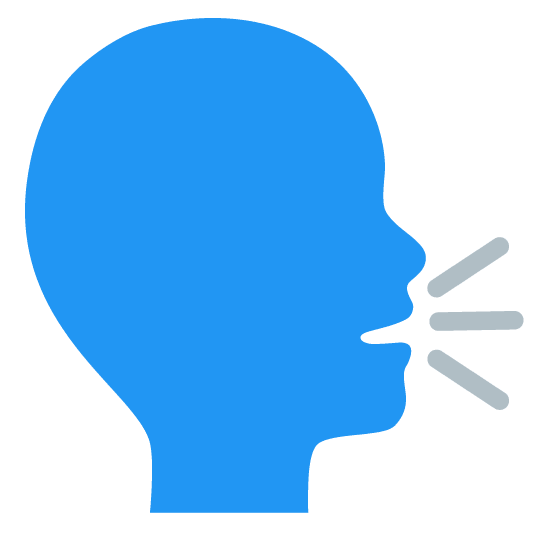 blue heart speaking head in silhouette