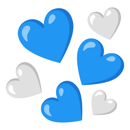 blue heart white heart