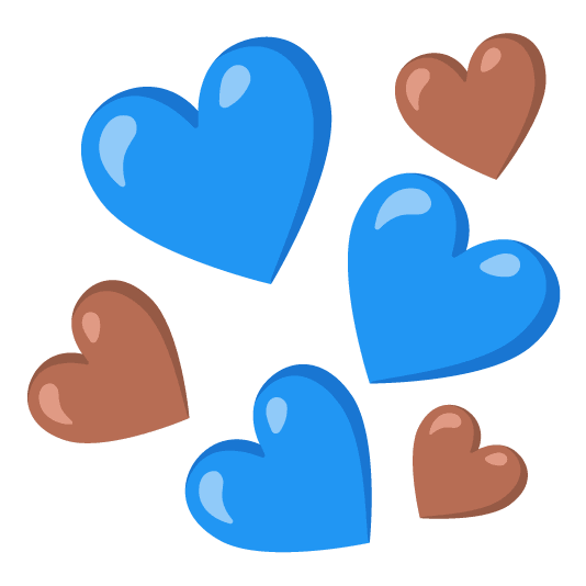 blue heart brown heart