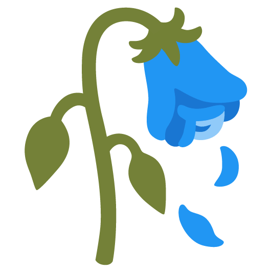 blue heart wilted flower