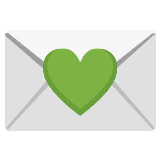 green heart love letter
